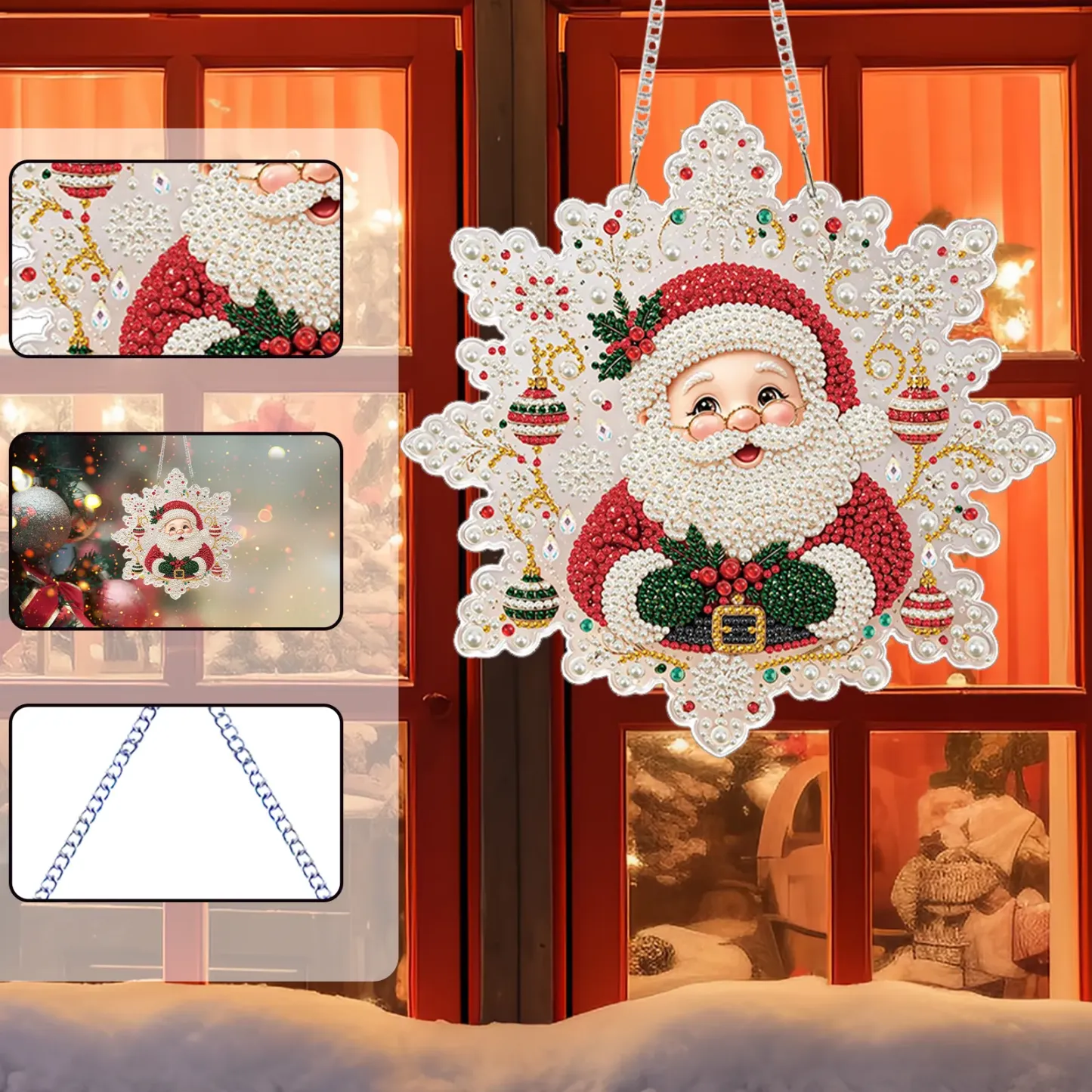 Cute Santa Claus DIY Diamond Painting Pendant Christmas Snowflake Acrylic 25x25cm