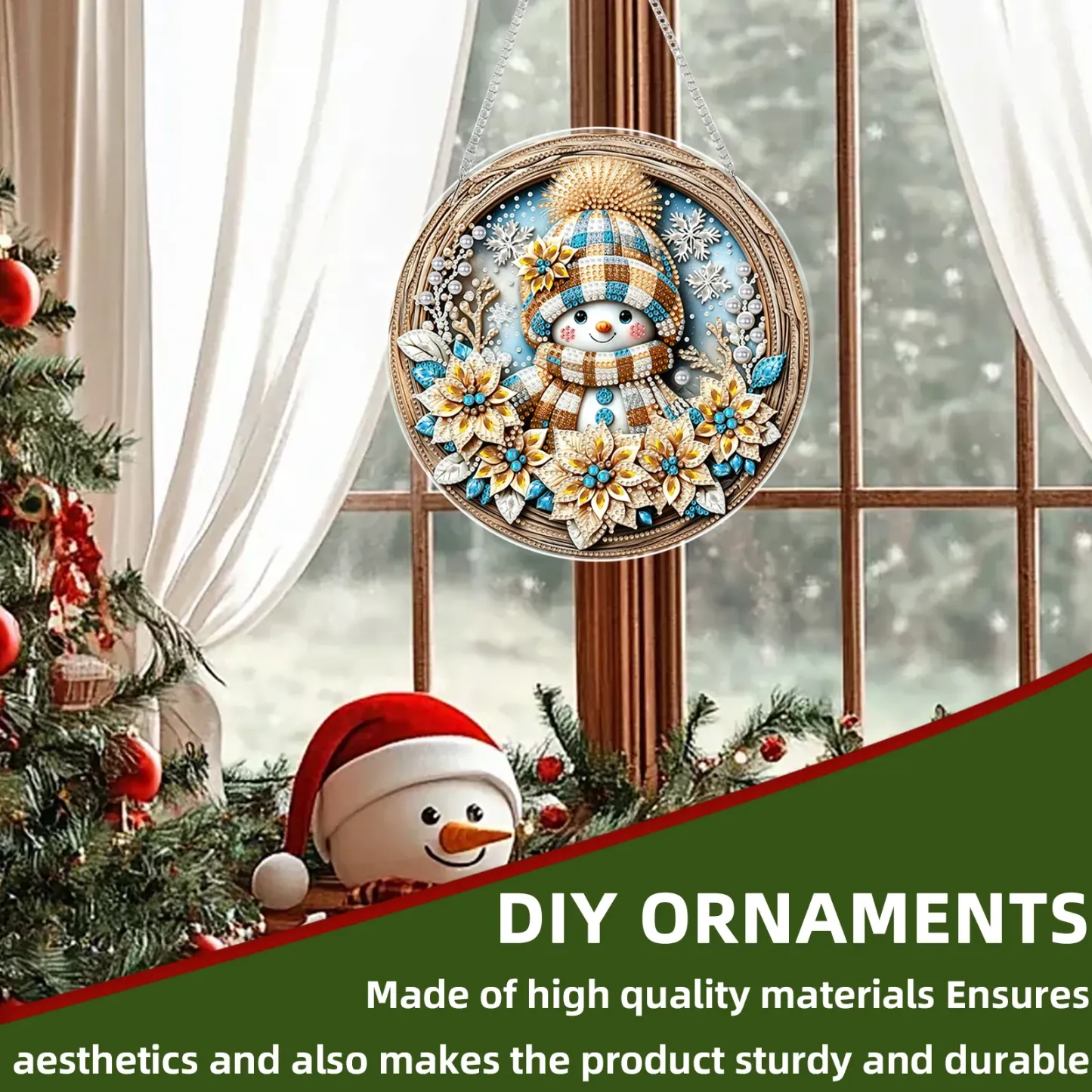 Christmas Acrylic DIY Diamond Painting Hanging Pendant for Adults