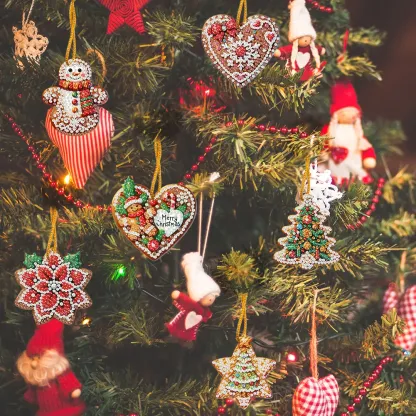 6Pcs DIY Merry Christmas Diamond Painting Pendant (Single-Sided)