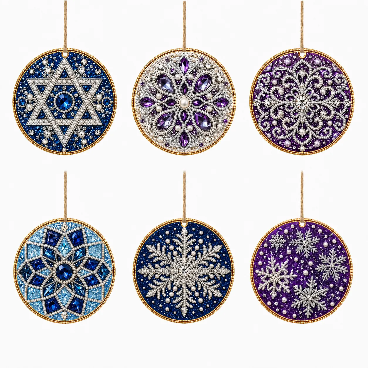 6pcs Crystal Mandala Pearl Art Diamond Painting Pendant