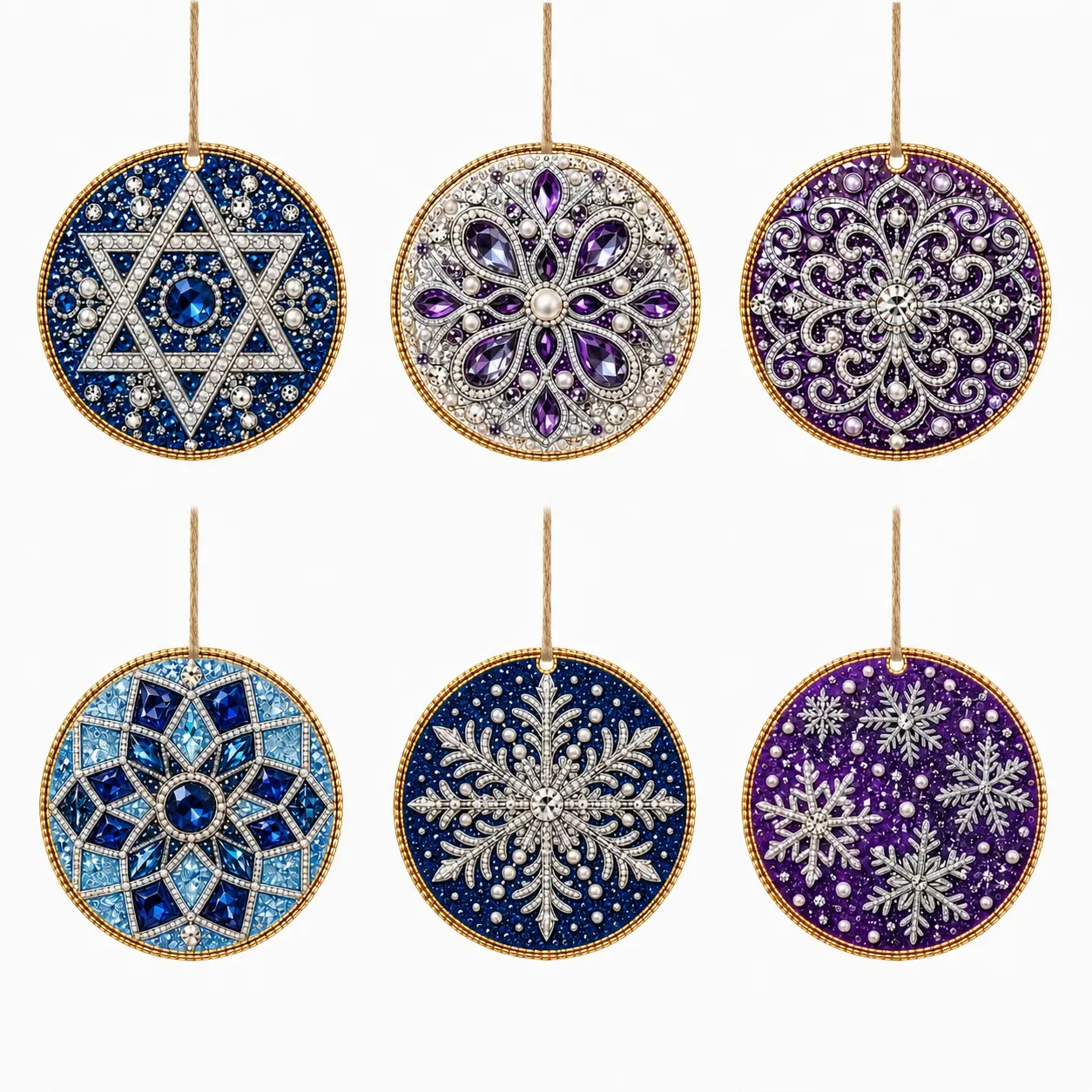 6pcs Crystal Mandala Pearl Art Diamond Painting Pendant