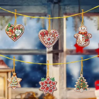 6Pcs DIY Merry Christmas Diamond Painting Pendant (Single-Sided)