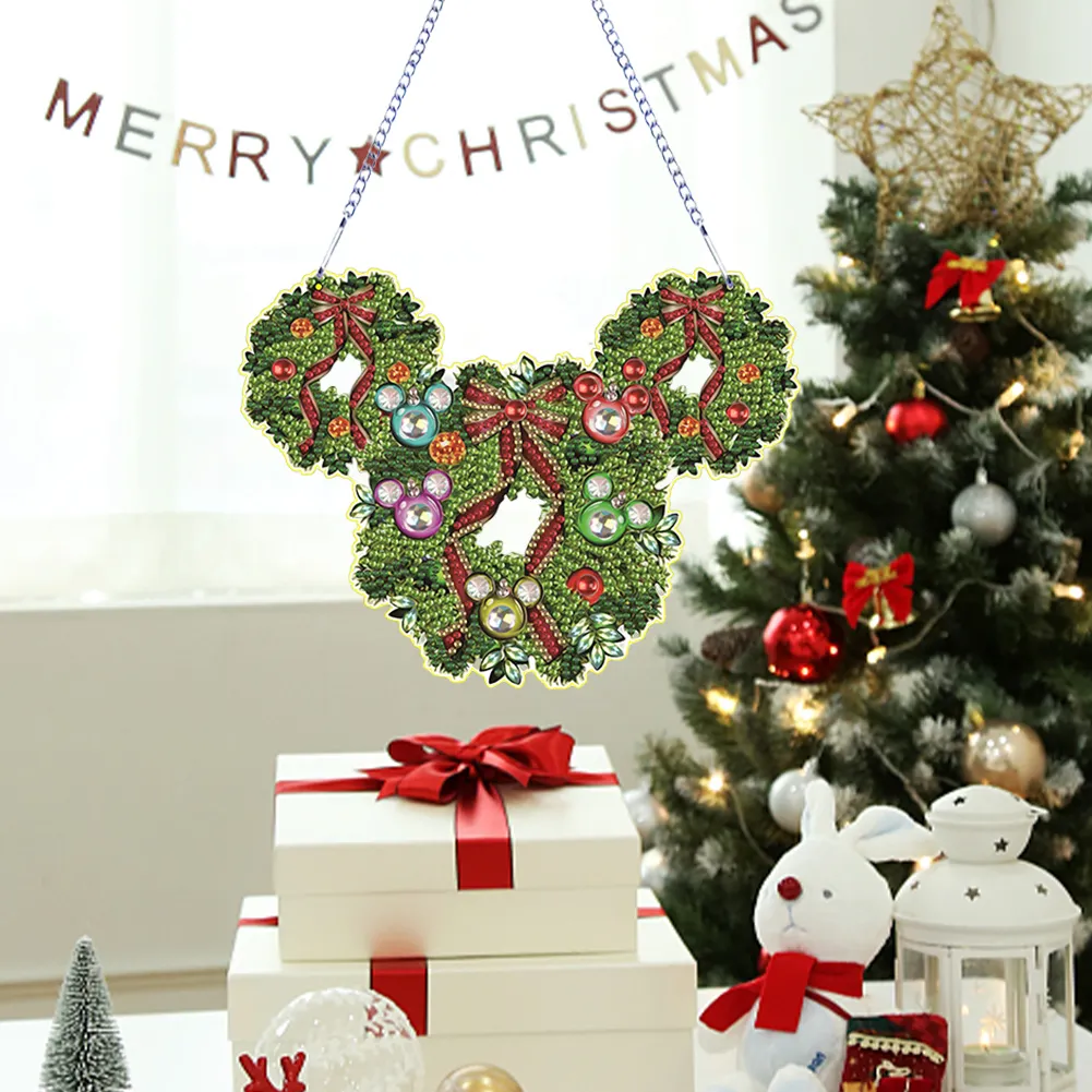 DIY Mickey Mouse Wreath-Diamond Painting Pendant