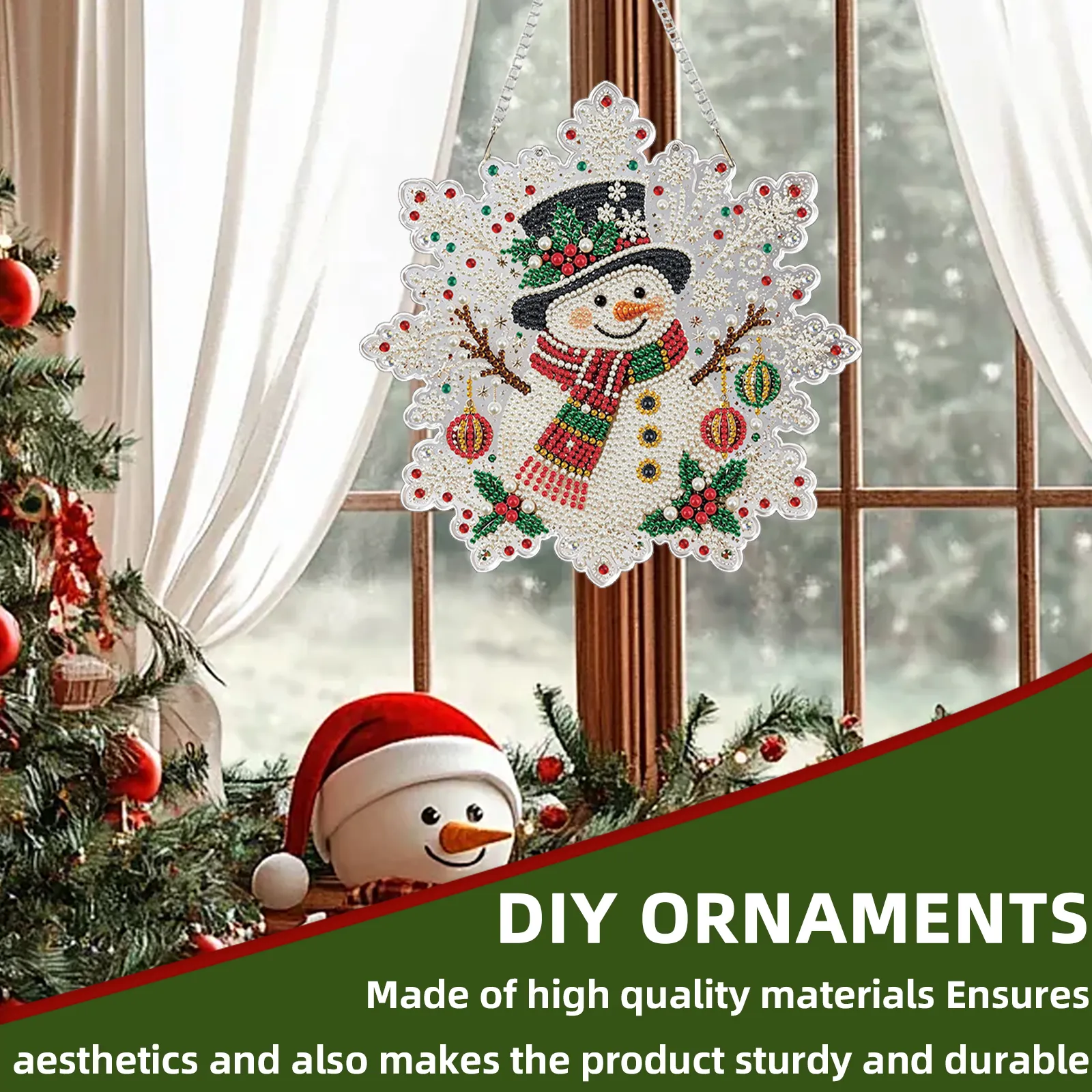 Top Hat Snowman DIY Diamond Painting Pendant Christmas Snowflake Acrylic 25x25cm