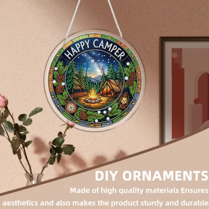DIY Happy Camper Diamond Painting Pendant(Single-Sided)