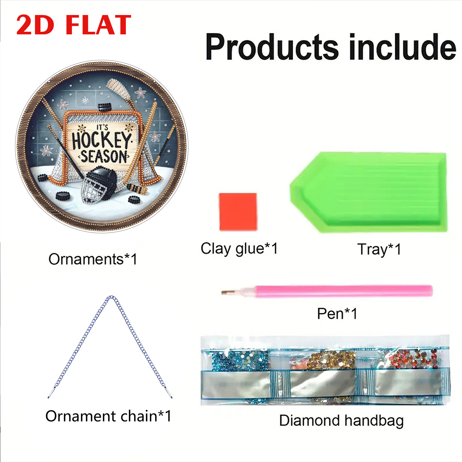 DIY Hockey Diamond painting pendant(Single-Sided)