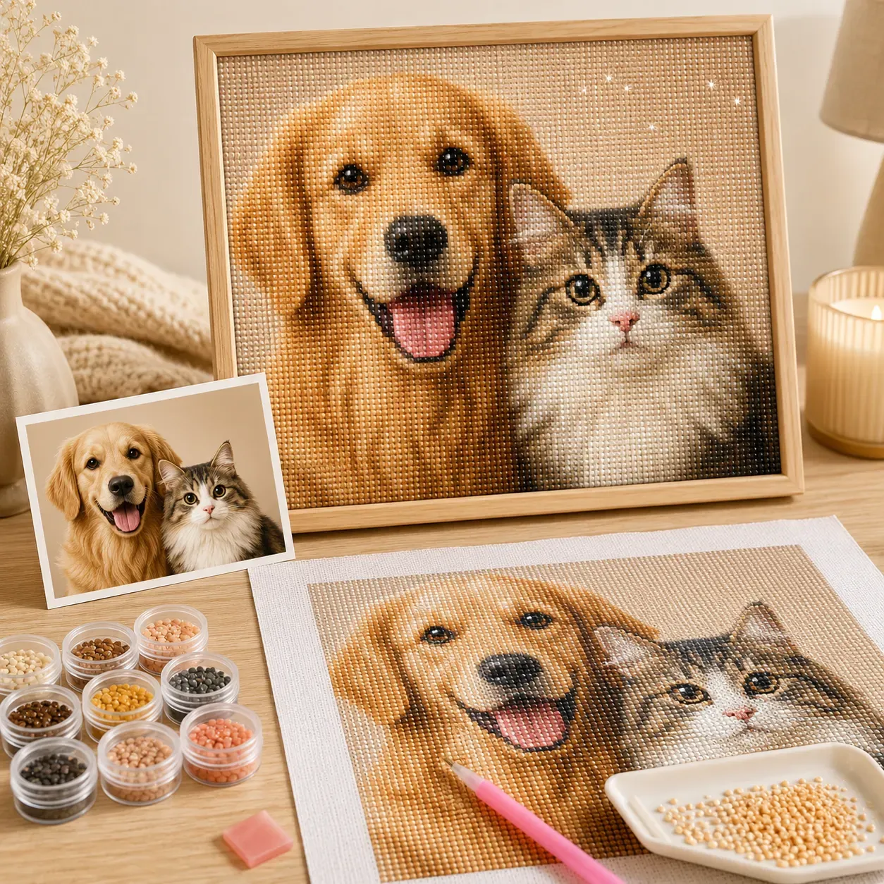 Custom Pet Diamond Painting Kit – Personalized 5D Art from Your Photo