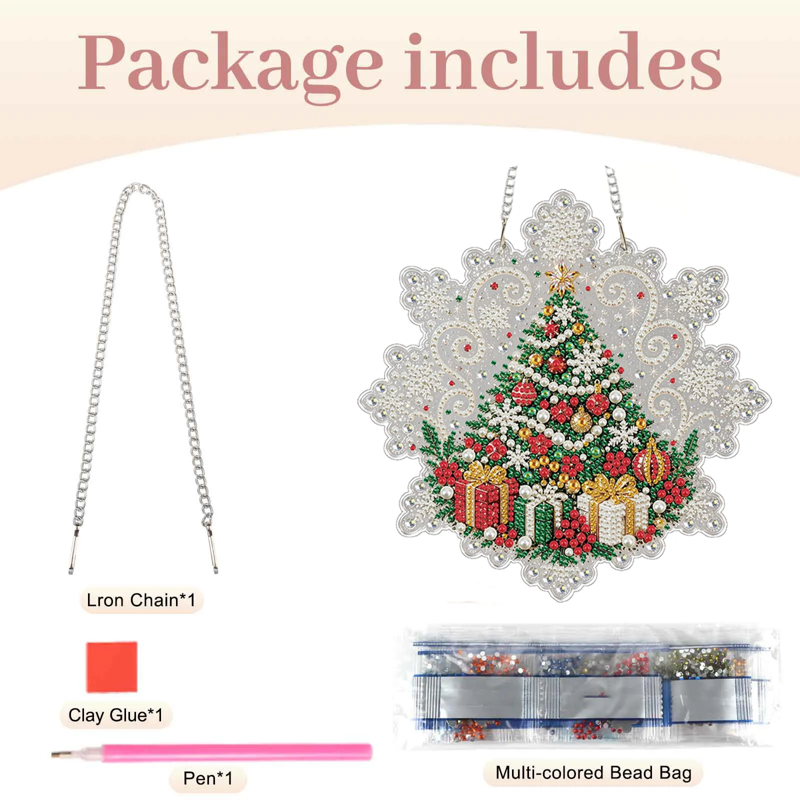 Christmas Gifts DIY Diamond Painting Pendant Christmas Snowflake Acrylic 25x25cm