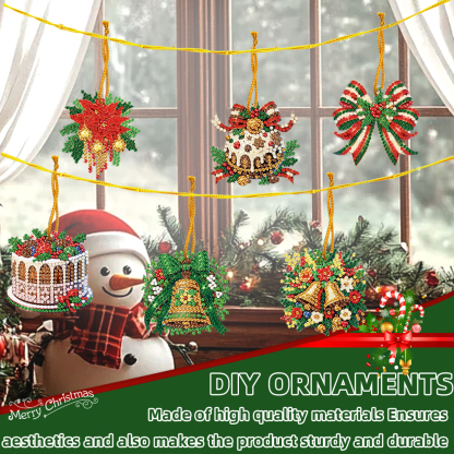 6Pcs DIY Christmas Diamond Painting Pendant (Single-Sided)