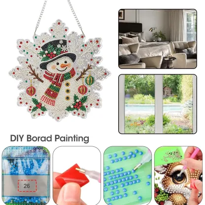 Top Hat Snowman DIY Diamond Painting Pendant Christmas Snowflake Acrylic 25x25cm