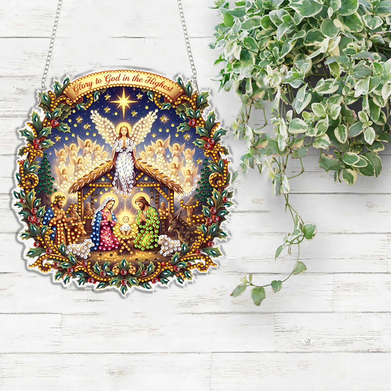 DIY Nativity Scene Diamond Painting Pendant(Single-Sided)