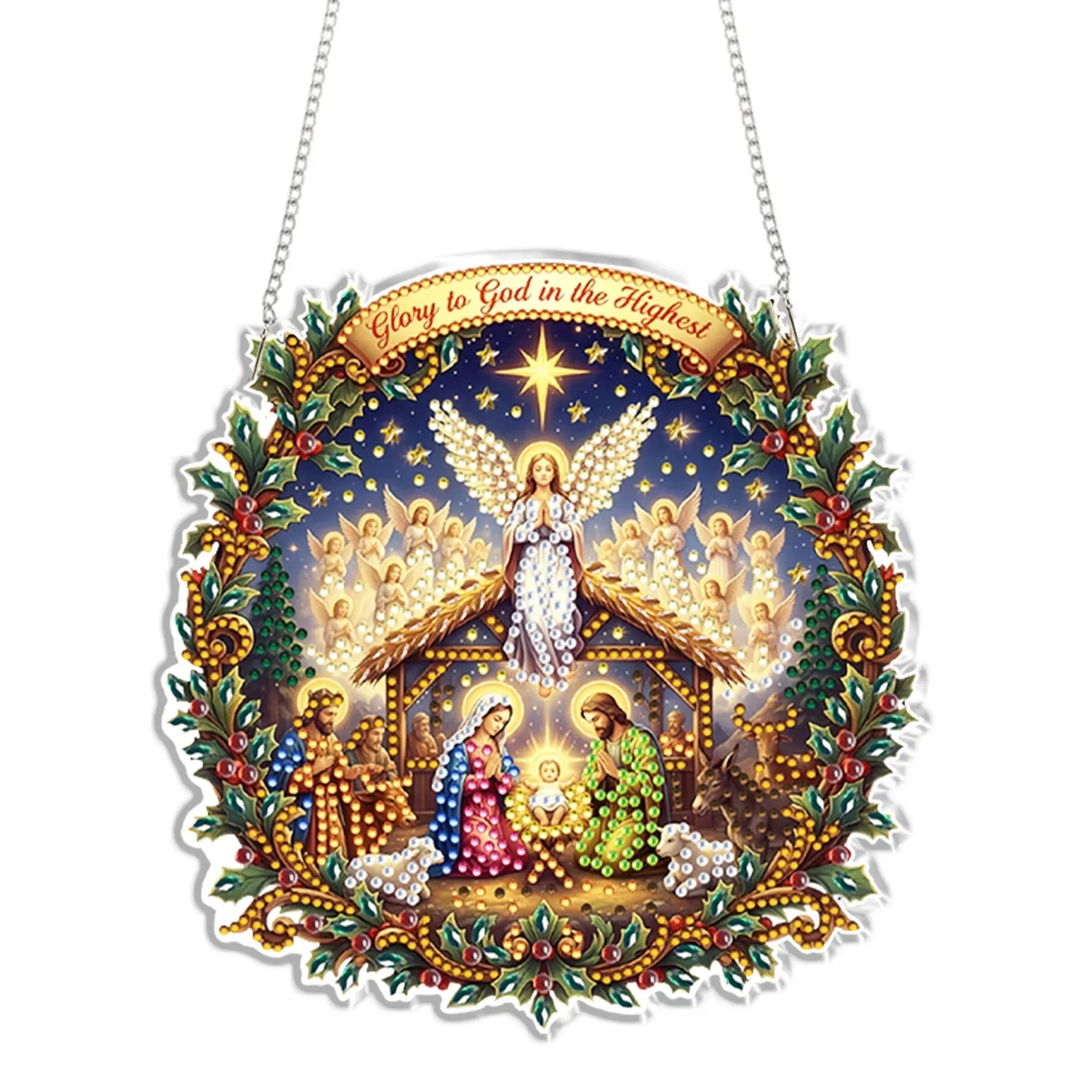 DIY Nativity Scene Diamond Painting Pendant(Single-Sided)