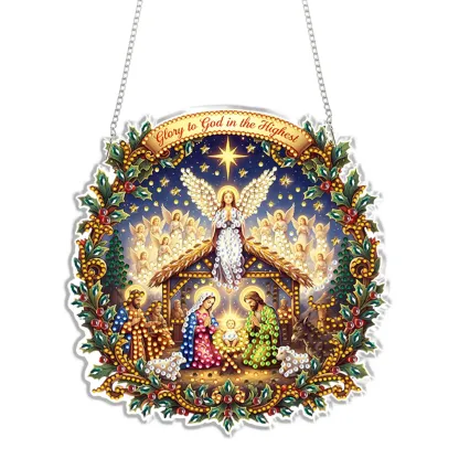 DIY Nativity Scene Diamond Painting Pendant(Single-Sided)