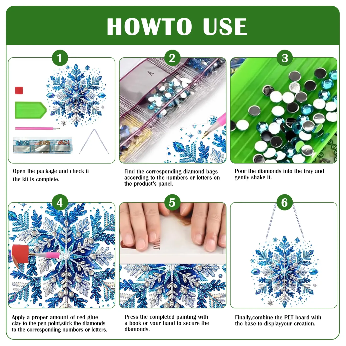 DIY Winter Snowflakes Diamond Painting Pendant (Double-Sided)