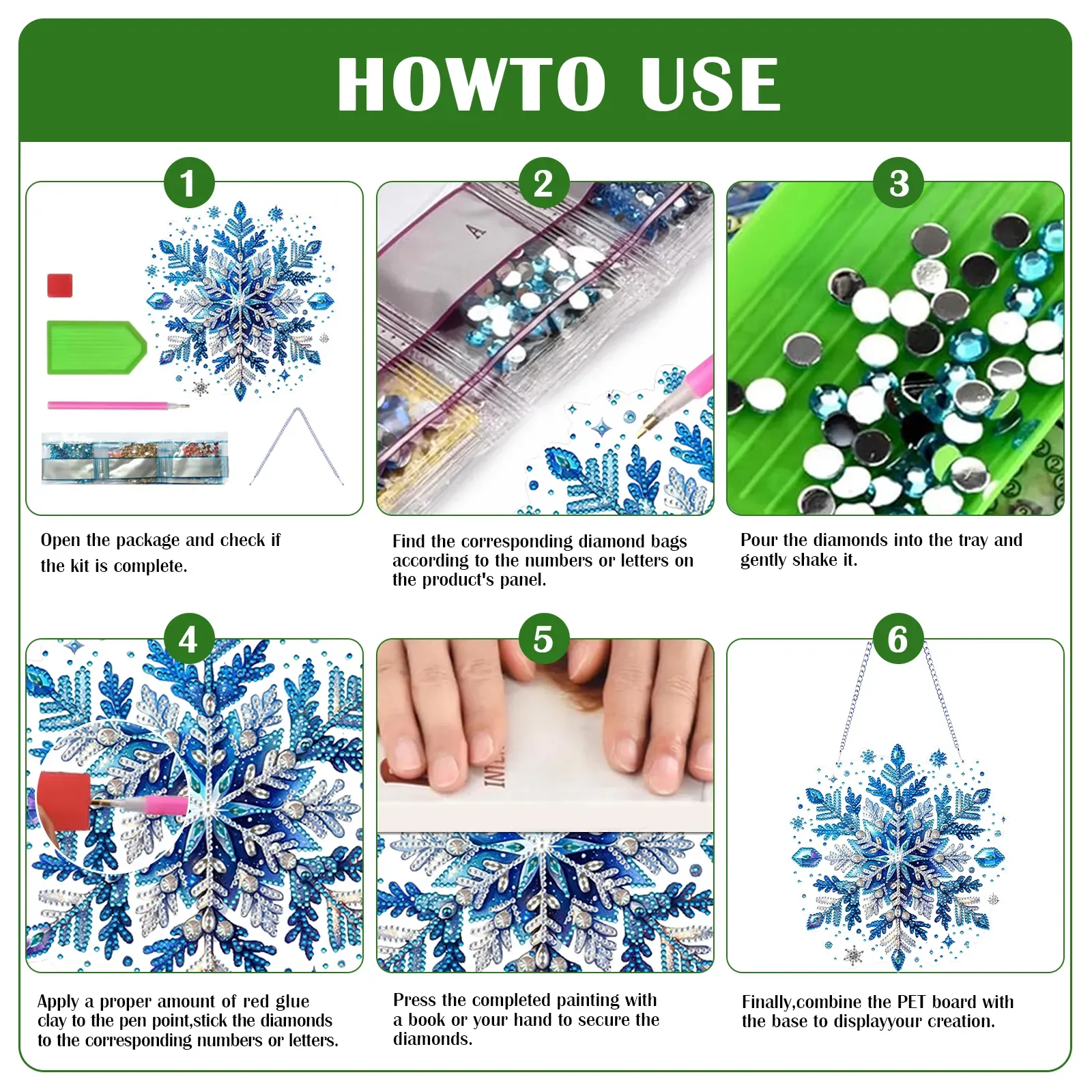 DIY Winter Snowflakes Diamond Painting Pendant (Double-Sided)