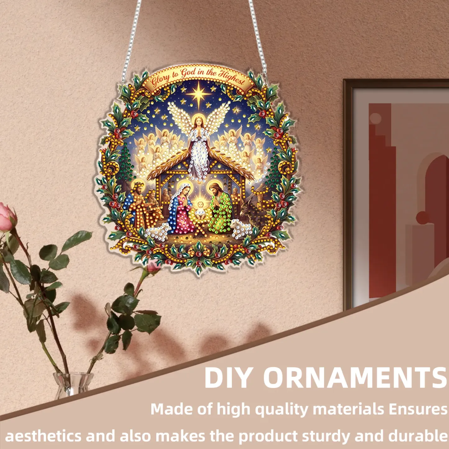 DIY Nativity Scene Diamond Painting Pendant(Single-Sided)