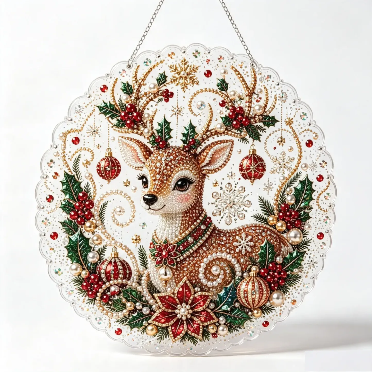 DIY Christmas Reindeer Pearl Art Diamond Painting Pendant(Single-Sided)