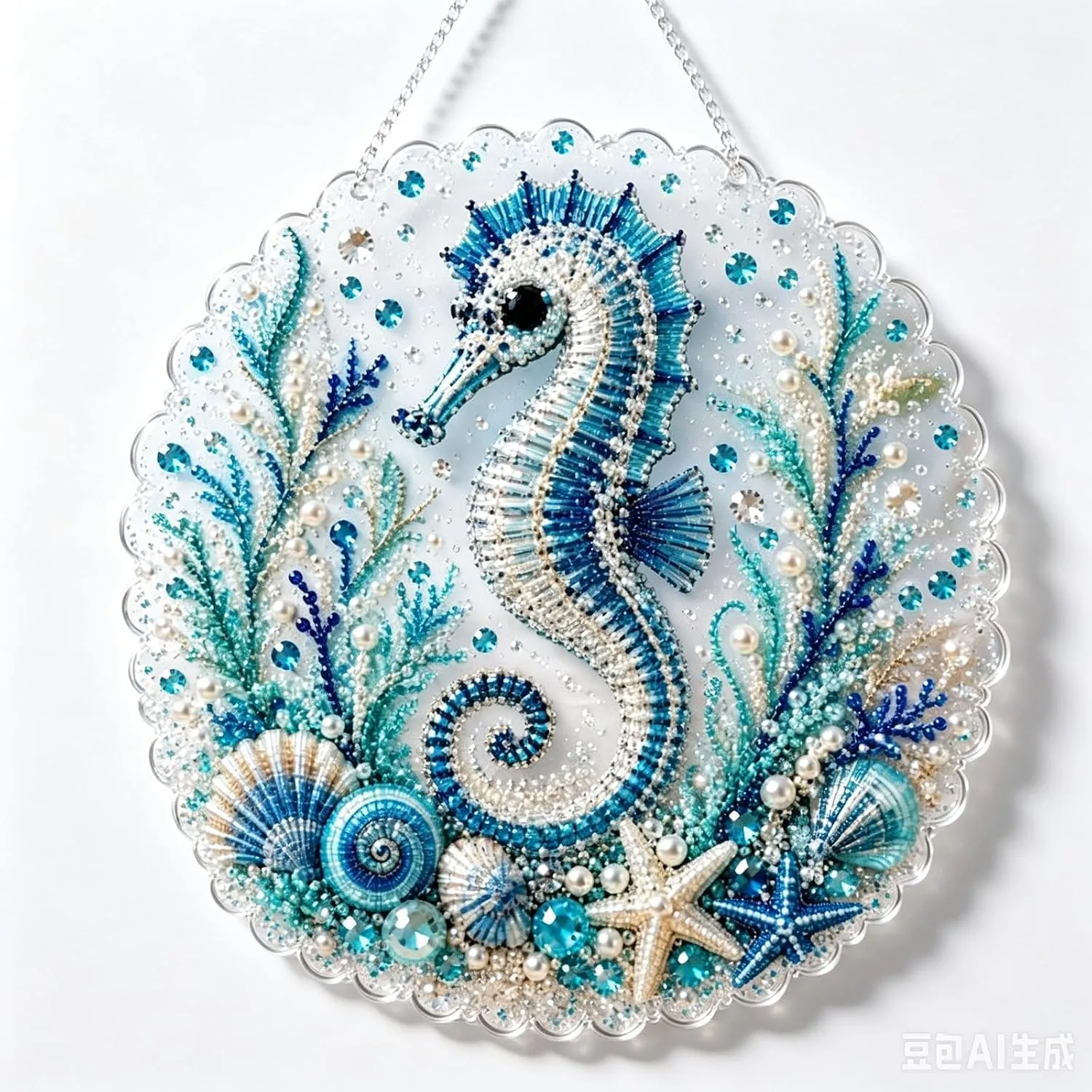 DIY Ocean Haima Pearl Art Diamond Painting Pendant (Single-Sided)