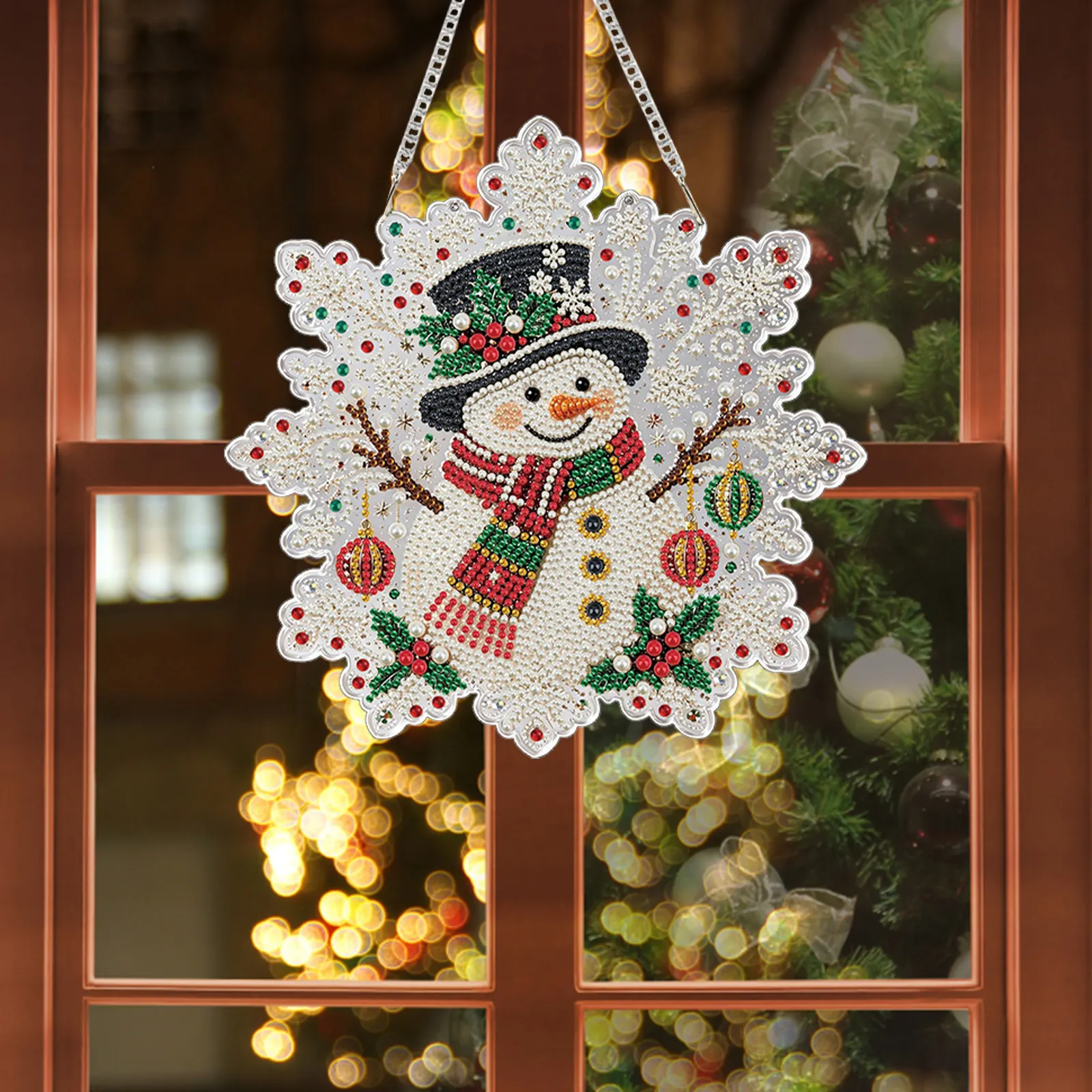 Top Hat Snowman DIY Diamond Painting Pendant Christmas Snowflake Acrylic 25x25cm