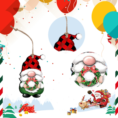 (24PCS)Christmas Gnome Santa Wooden Hanging Pendant(With Rope)