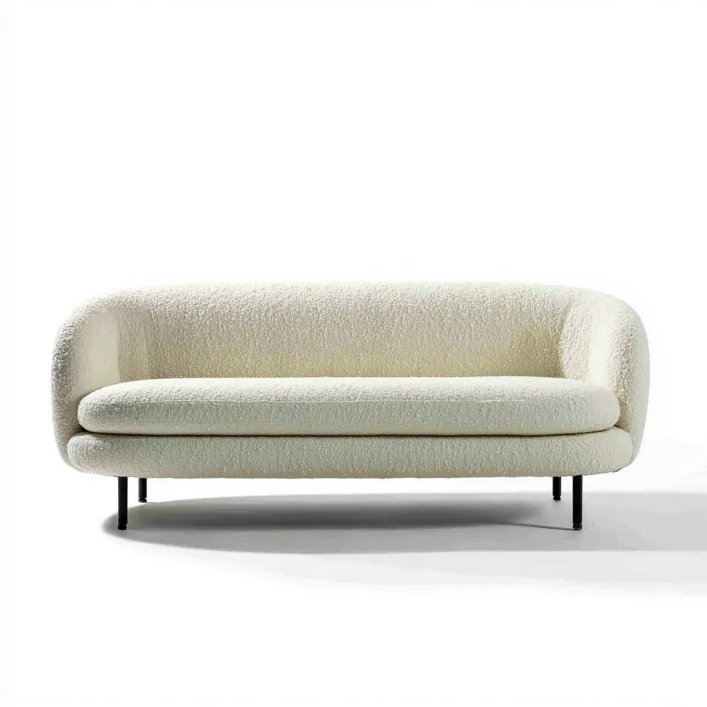 Canapé 2 places 180x80x75 cm en Tissu Bouclé – Blanc – Design Contemporain