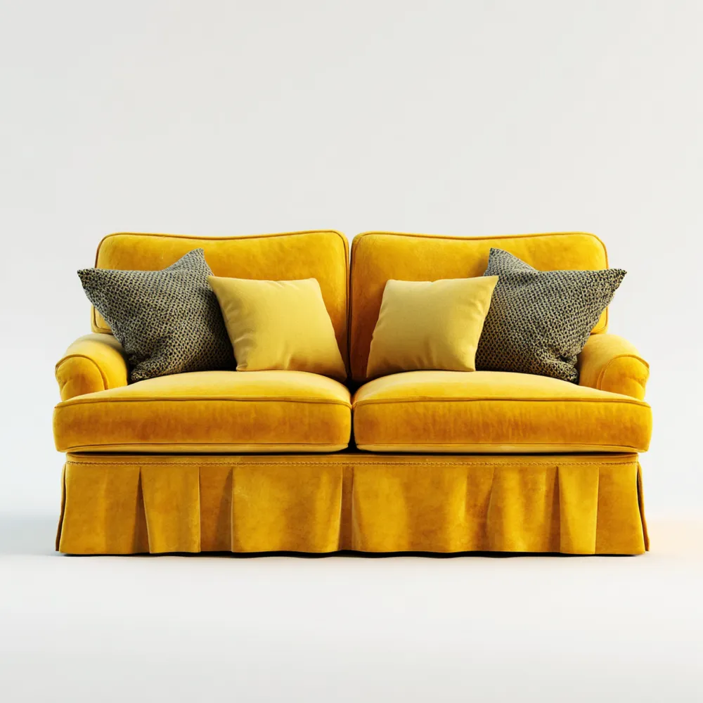 Canapé 2 places Velours 140x85x90 cm – Jaune – Classique