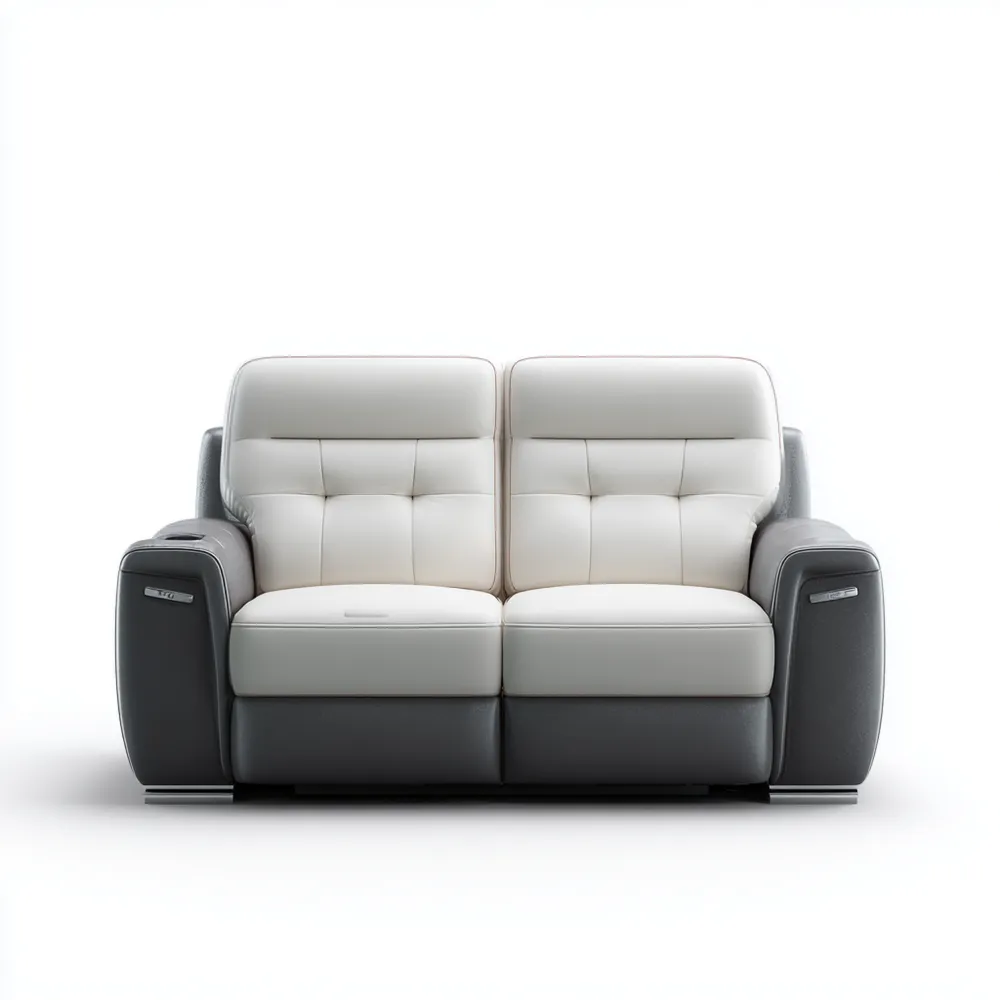 Canapé 2 places Cuir 150x90x85 cm - Blanc/Gris - Design Moderne