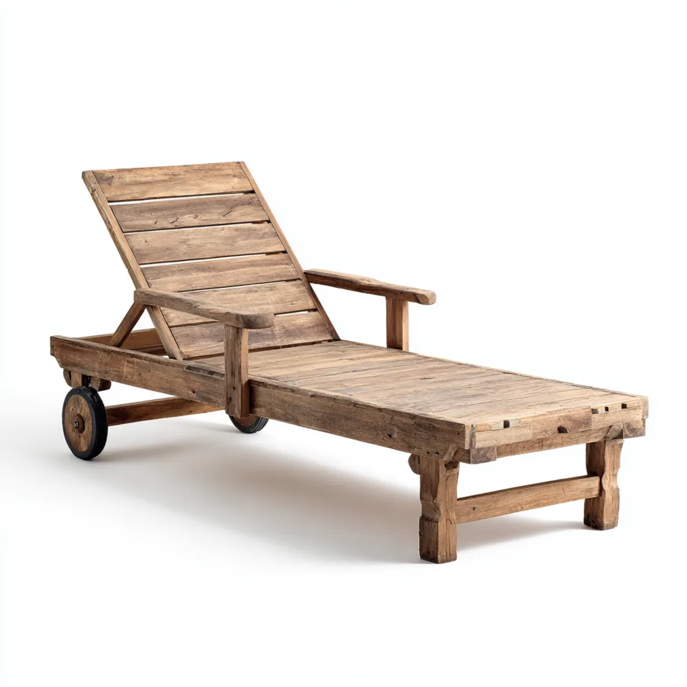 Chaise longue en bois de teck 200x65x35 cm - Naturel