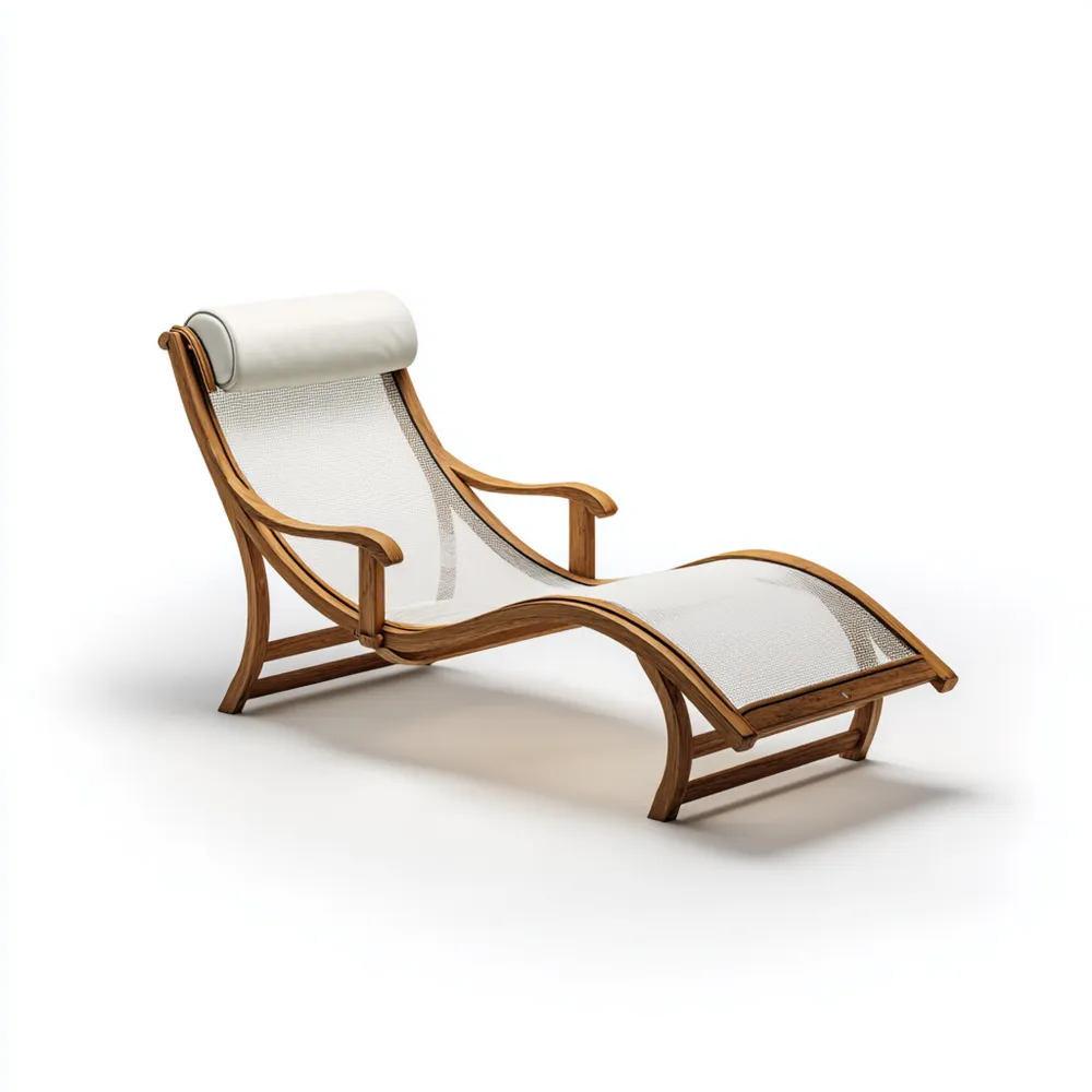 Chaise Longue de Jardin Bois et Textile Respirant 180x65x85 cm - Beige - Design Ergonomique