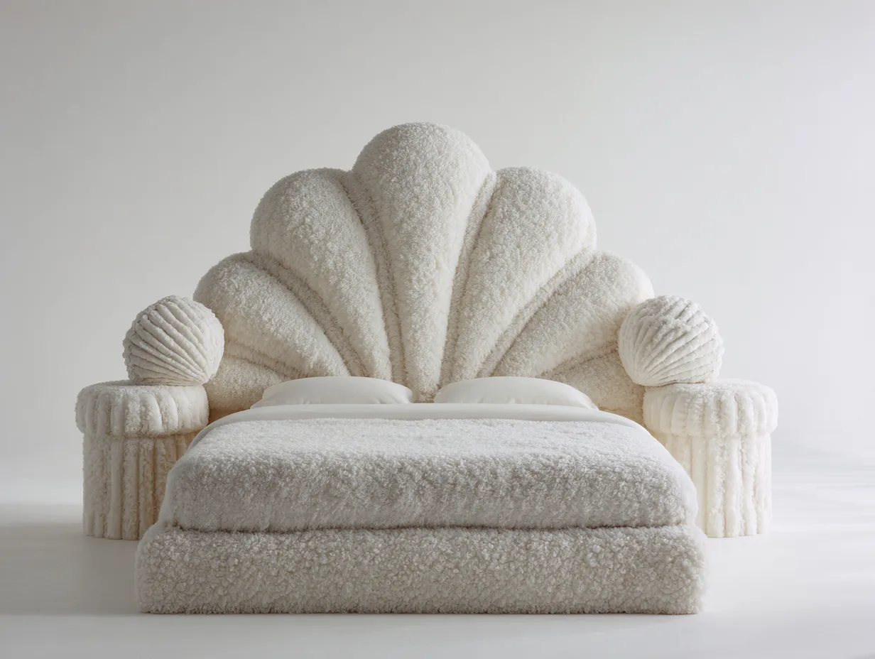 Doppelbett-Stoff-Holz-215x185x118 cm-Weiss-Moderne Gestaltung-Sofaupio