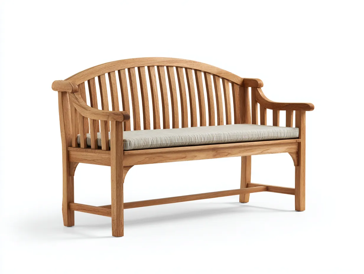 Bancos de jardín de madera maciza con asiento acolchado 130x60x90 cm - madera natural - beige - para exterior - diseño clásico-Casagoio