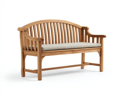 Bancos de jardín de madera maciza con asiento acolchado 130x60x90 cm - madera natural - beige - para exterior - diseño clásico-Casagoio