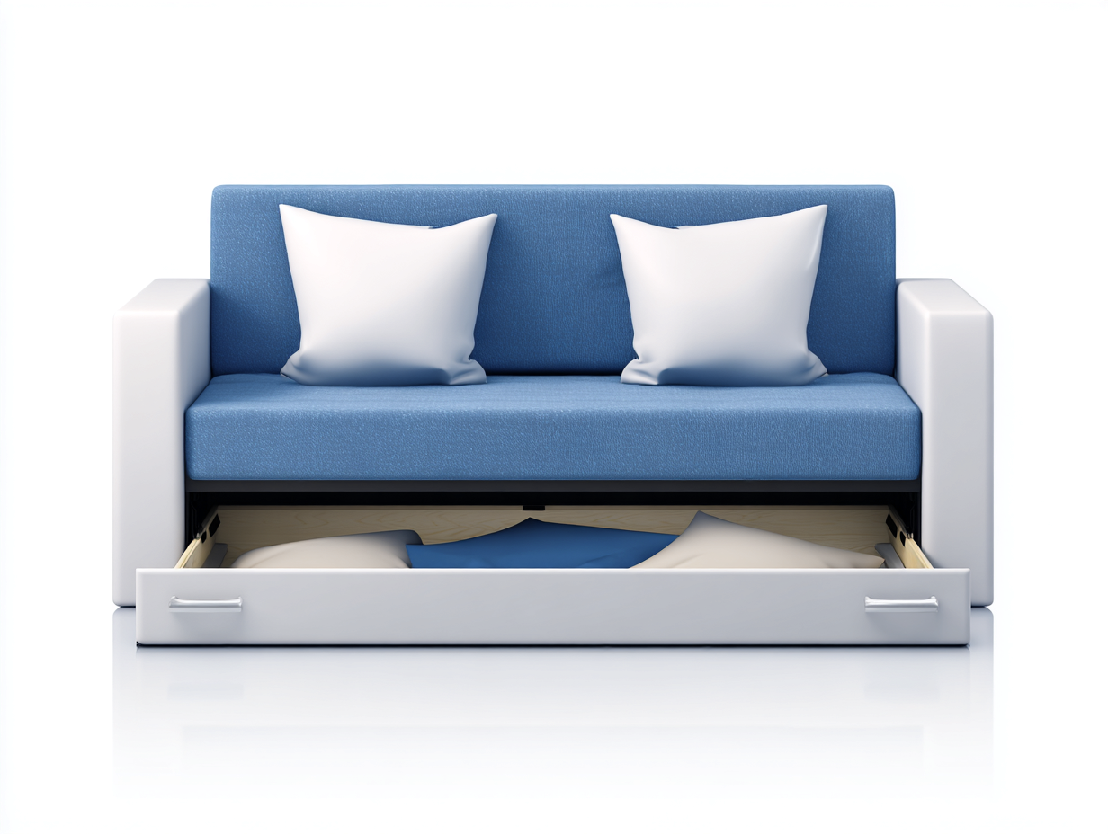 Sofás cama tapizados de tela con cajón de almacenamiento 190x95x85 cm - azul - blanco - para dormitorio - diseño moderno-Casagoio