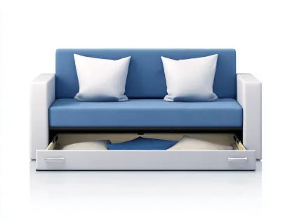 Sofás cama tapizados de tela con cajón de almacenamiento 190x95x85 cm - azul - blanco - para dormitorio - diseño moderno-Casagoio