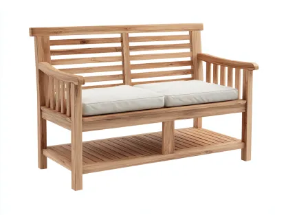 Bancos de jardín de madera maciza con estante inferior 125x58x88 cm - madera natural - para exterior - diseño funcional-Casagoio