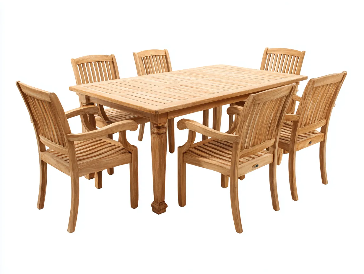 Conjuntos de comedor de jardín de madera maciza - color madera natural - para exterior - diseño clásico-Casagoio