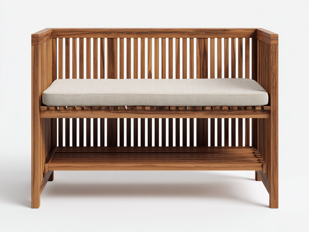 Bancos de jardín de madera maciza con estante inferior 120x55x85 cm - madera natural - para exterior - diseño funcional-Casagoio