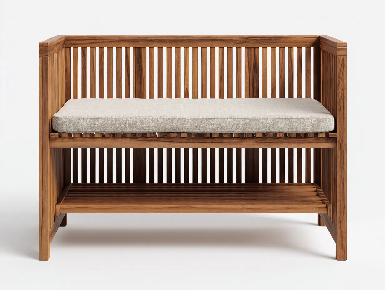 Bancos de jardín de madera maciza con estante inferior 120x55x85 cm - madera natural - para exterior - diseño funcional-Casagoio