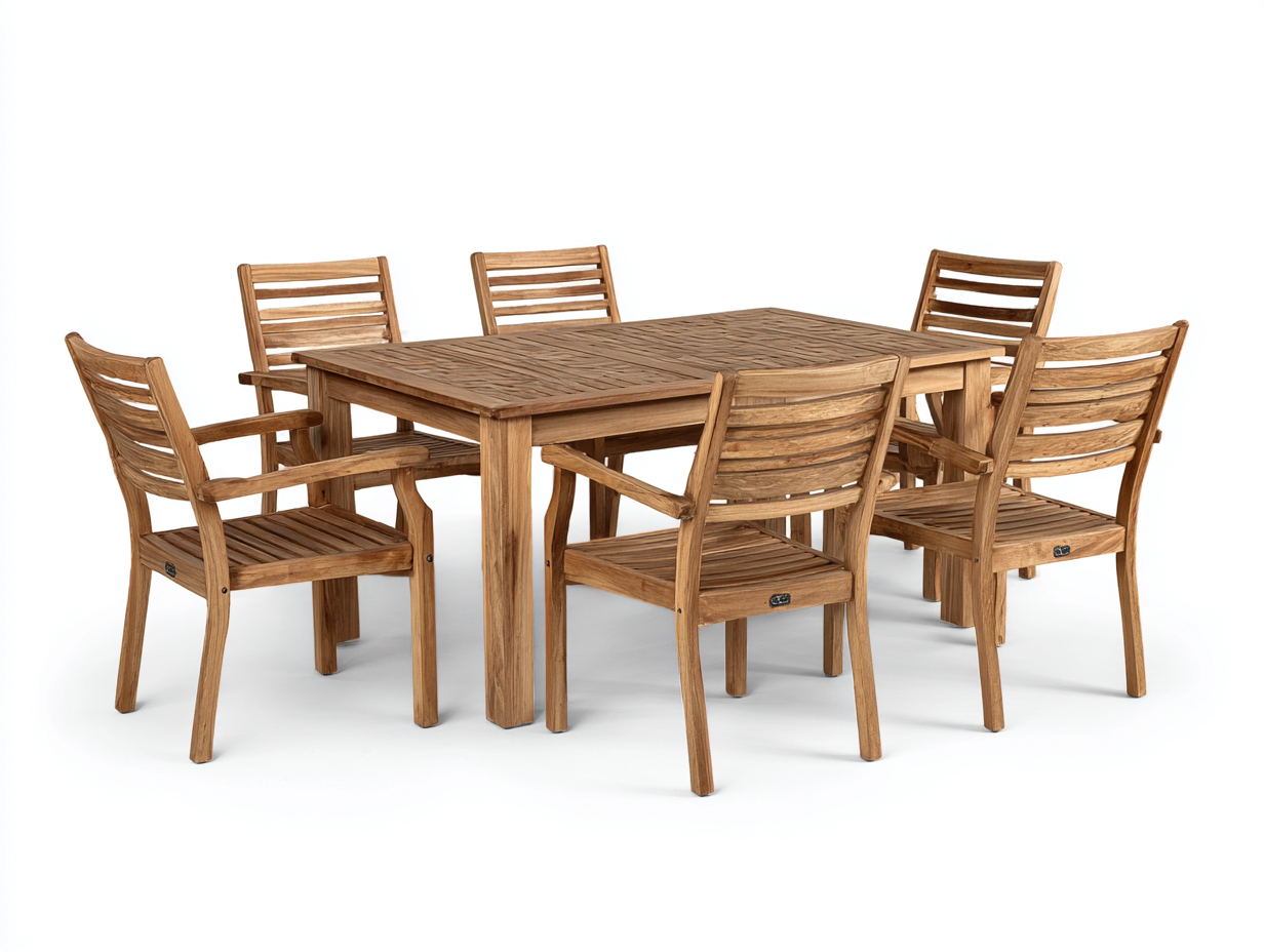 Conjuntos de comedor de jardín de madera maciza - madera natural - para exterior - diseño clásico-Casagoio