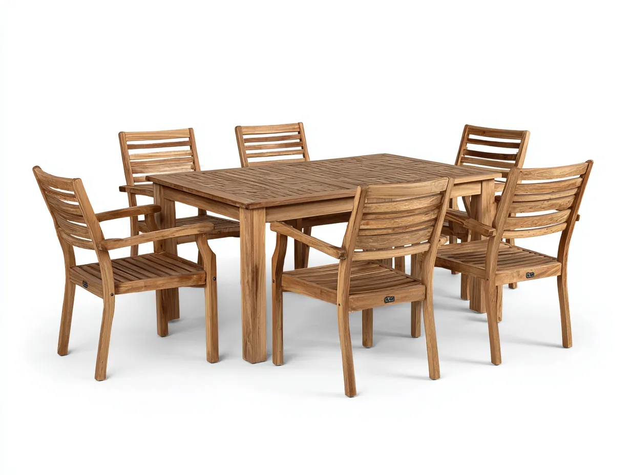 Conjuntos de comedor de jardín de madera maciza - madera natural - para exterior - diseño clásico-Casagoio