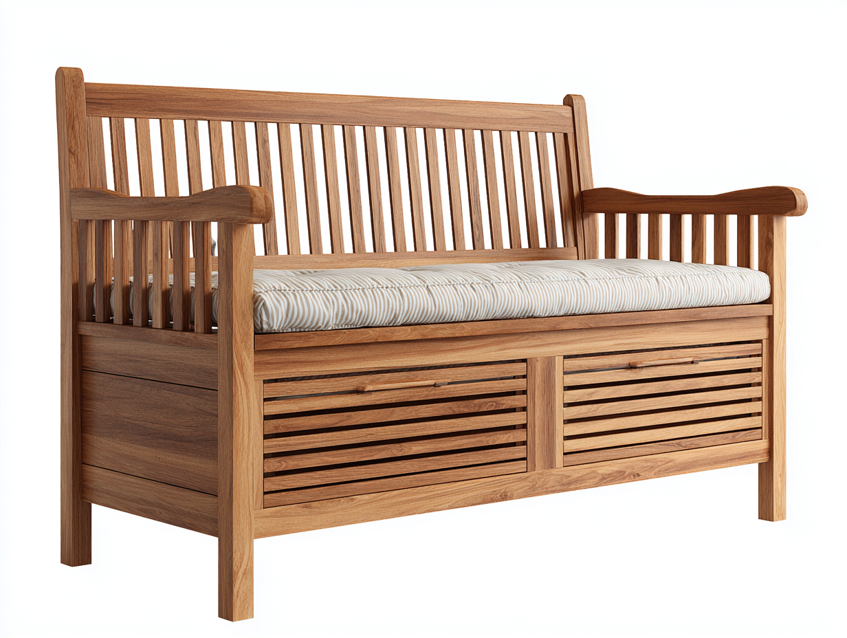 Bancos de jardín de madera maciza con almacenaje 130x60x90 cm - madera natural - para exterior - diseño clásico-Casagoio