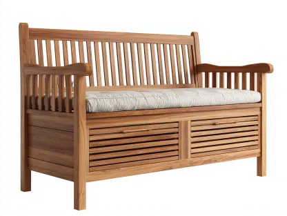 Bancos de jardín de madera maciza con almacenaje 130x60x90 cm - madera natural - para exterior - diseño clásico-Casagoio