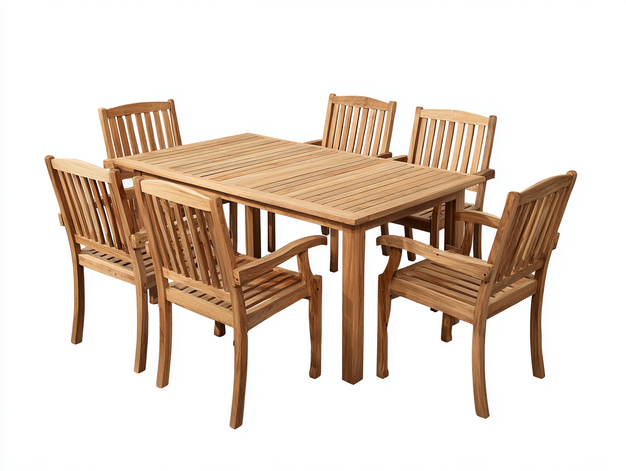 Conjuntos de comedor de jardín de madera maciza - color madera natural - para exterior - diseño clásico-Casagoio