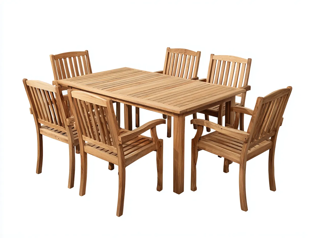 Conjuntos de comedor de jardín de madera maciza - color madera natural - para exterior - diseño clásico-Casagoio