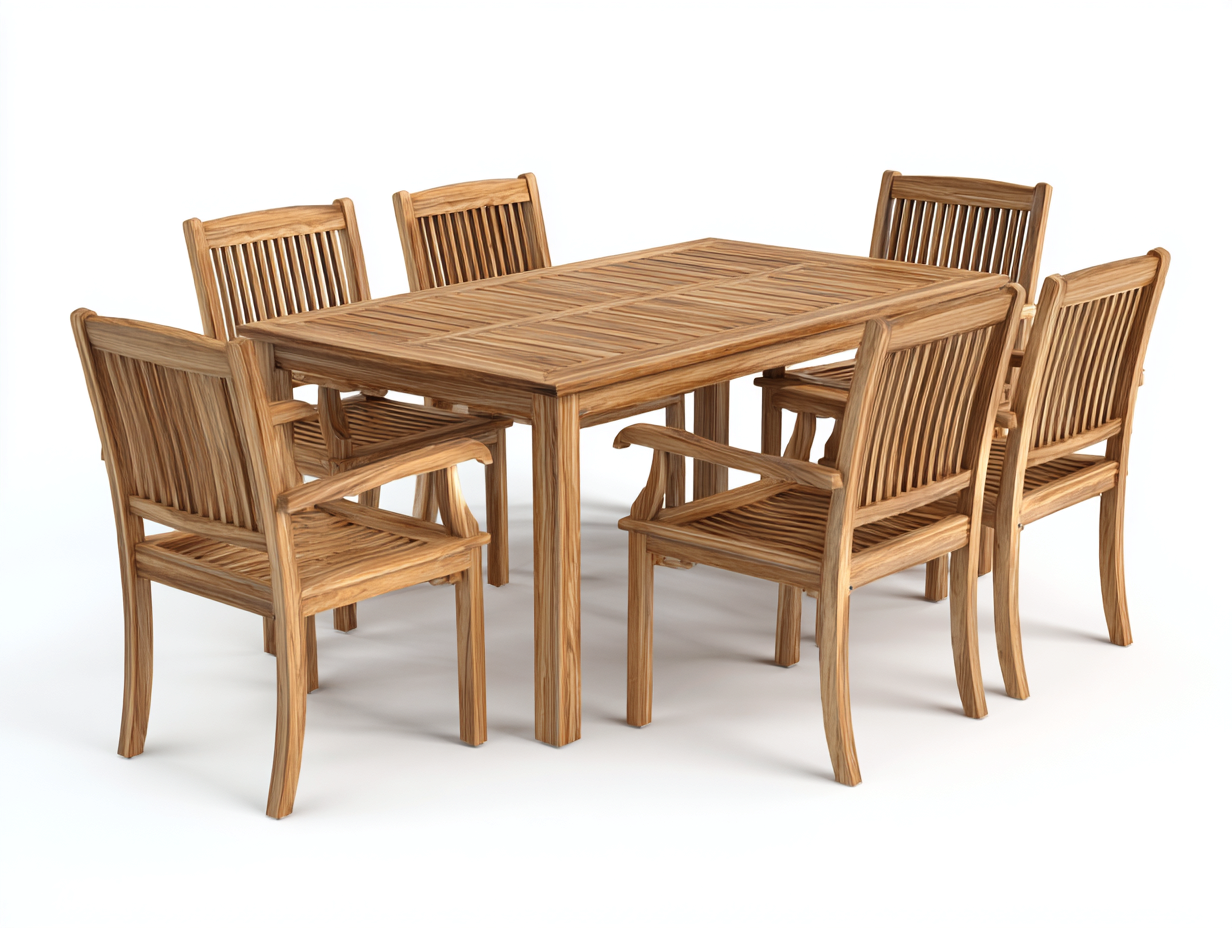 Conjuntos de comedor de jardín de madera maciza - color madera natural - para exterior - diseño clásico-Casagoio