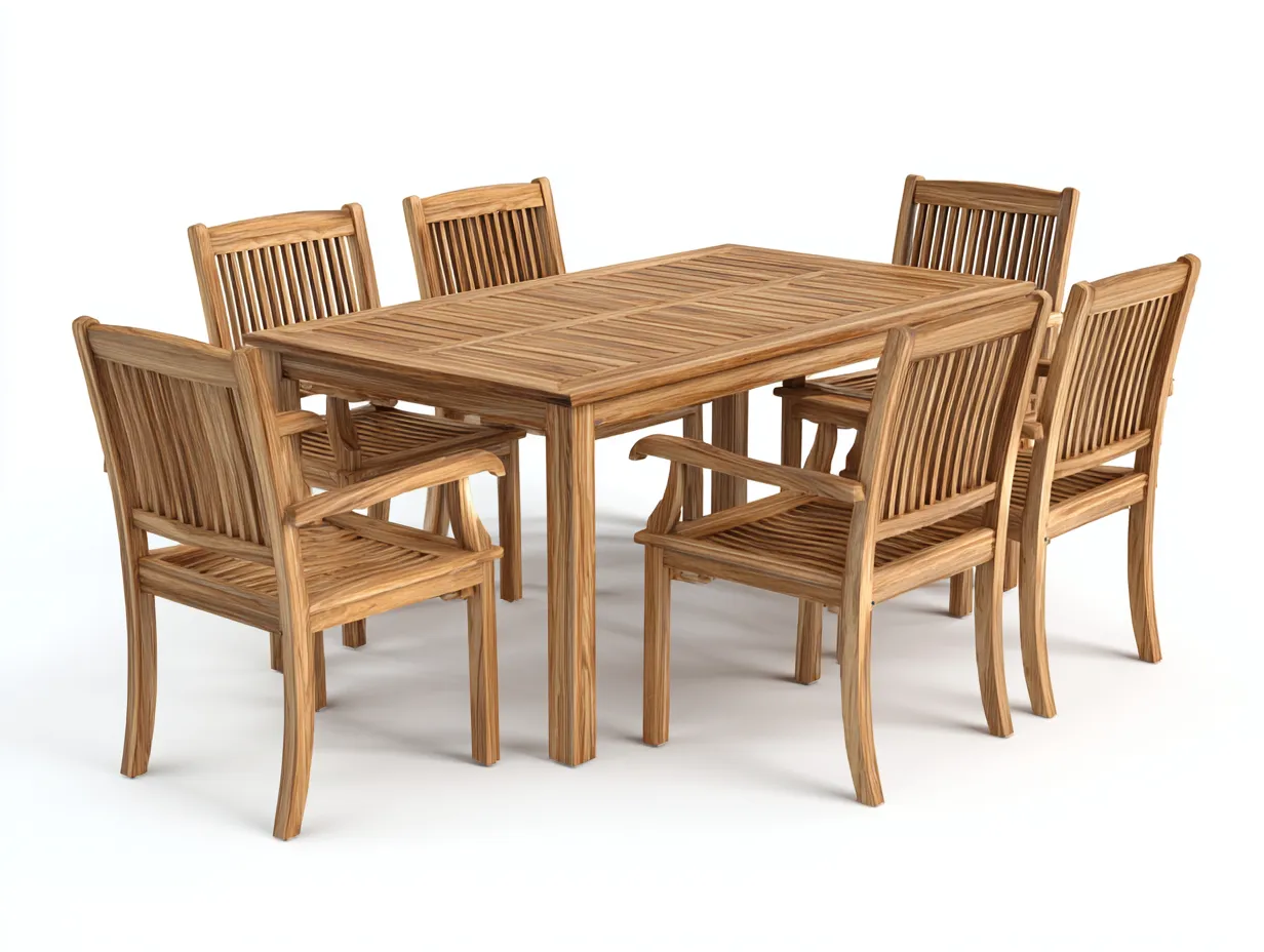 Conjuntos de comedor de jardín de madera maciza - color madera natural - para exterior - diseño clásico-Casagoio