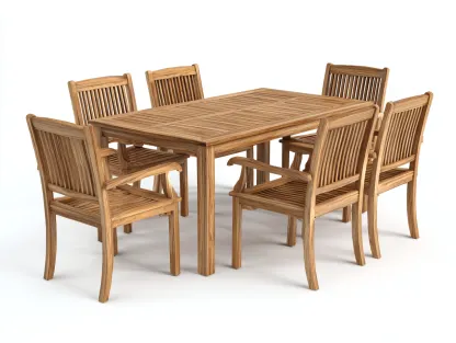 Conjuntos de comedor de jardín de madera maciza - color madera natural - para exterior - diseño clásico-Casagoio