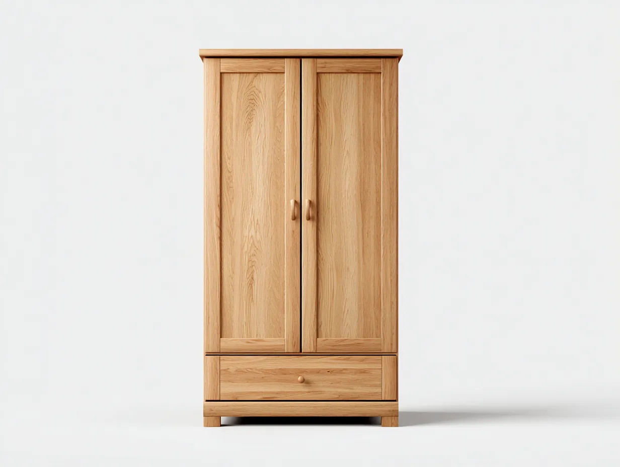 Armadio a 2 ante-legno-92x56x198 cm-rovere naturale-stile classico-Oakgethut