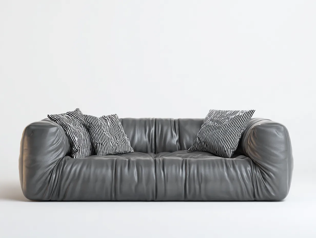 Divani a 3 posti - Pelle - 230x100x70 cm - Grigio - Stile moderno-Oakgethut