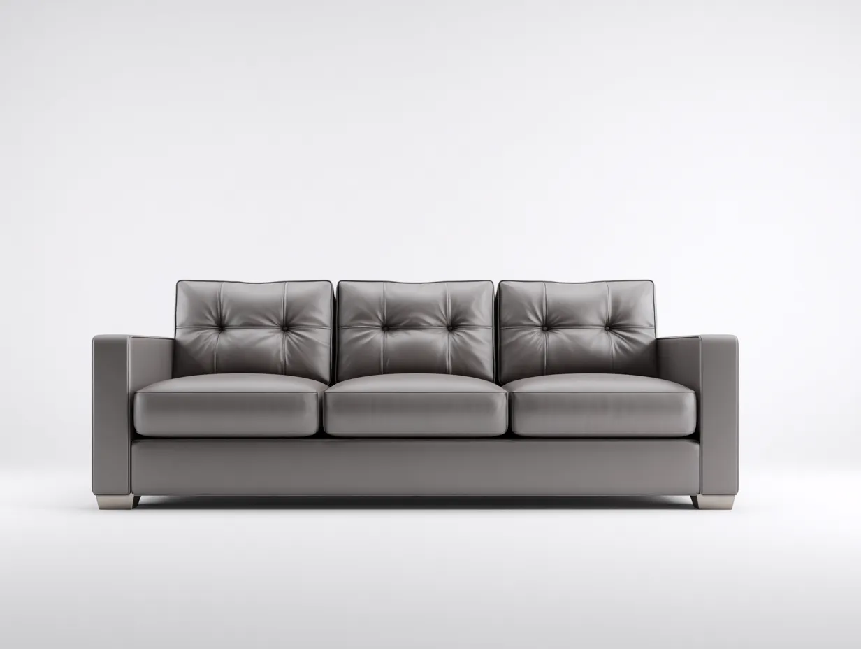 Divani a 3 posti - Pelle - 225x95x78 cm - Grigio medio - Stile moderno-Oakgethut